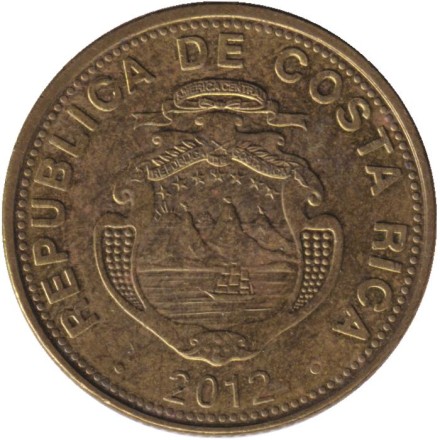 Монета 50 колонов. 2012 год, Коста-Рика.