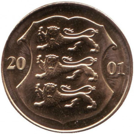 Монета 1 крона. 2001 год, Эстония. UNC