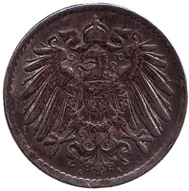 Монета 5 пфеннигов. 1918 (А) год, Германская империя.