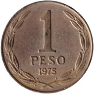 Монета 1 песо. 1975 год, Чили. Бернардо О’Хиггинс. Монета 1 песо. 1975 год, Чили. Бернардо О’Хиггинс.