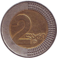 Монета 2 лари, 2006 год, Грузия. Из обращения. Монета 2 лари, 2006 год, Грузия. Из обращения.