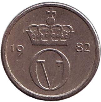Монета 10 эре. 1982 год, Норвегия. Монета 10 эре. 1982 год, Норвегия.