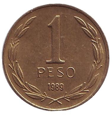 Монета 1 песо. 1989 год, Чили. Бернардо О’Хиггинс.