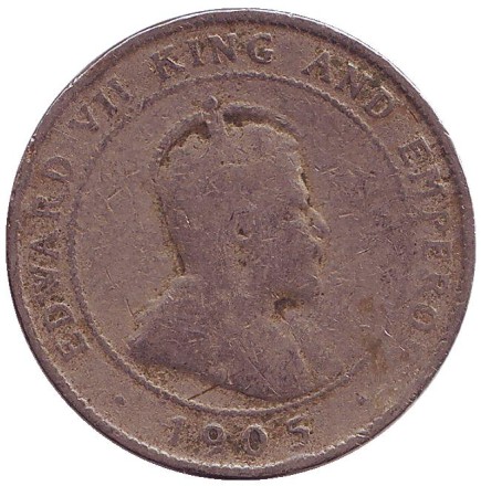 Монета 1 пенни. 1905 год, Ямайка. Монета 1 пенни. 1905 год, Ямайка.