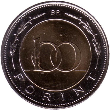 Монета 100 форинтов. 2022 год, Венгрия. Венгерский музей денег и туристический центр.