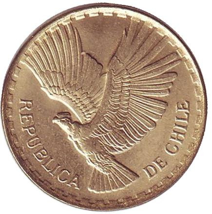 Монета 2 чентезимо. 1970 год, Чили. UNC. Кондор.
