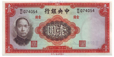 Бона 10 юаней. 1936 год, Китай. Тип 2.