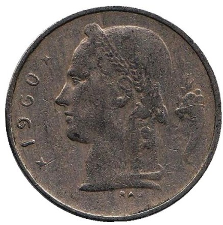 Монета 1 франк. 1960 год, Бельгия. (Belgie) Монета 1 франк. 1960 год, Бельгия. (Belgie)