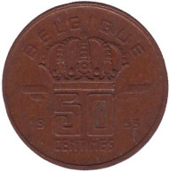 Монета 50 сантимов. 1953 год, Бельгия. (Belgique) Монета 50 сантимов. 1953 год, Бельгия. (Belgique)