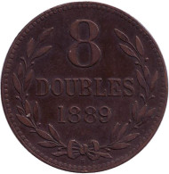 Монета 8 дублей. 1889 год, Гернси.