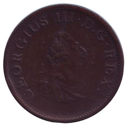 Монета 1/2 пенни. 1805 год, Ирландия. Георг III. Монета 1/2 пенни. 1805 год, Ирландия. Георг III.