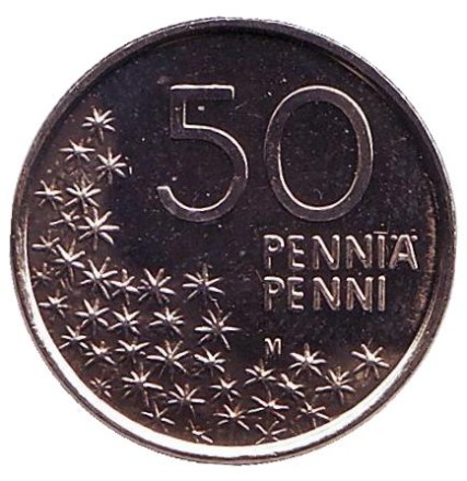 Монета 50 пенни. 1997 год, Финляндия. UNC. Медведь. Монета 50 пенни. 1997 год, Финляндия. UNC. Медведь.