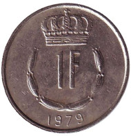 Монета 1 франк. 1979 год, Люксембург. Монета 1 франк. 1979 год, Люксембург.