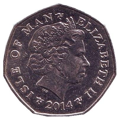 Монета 50 пенсов. 2014 год, Остров Мэн. (BA) Башня Милнера.