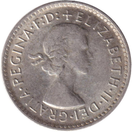 Монета 3 пенса. 1962 год, Австралия.