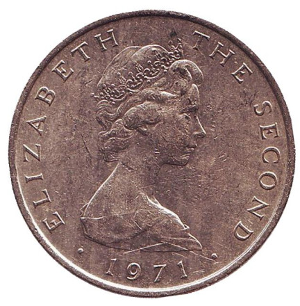 Монета 10 пенсов. 1971 год, Остров Мэн. Трискелион.