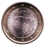 Монета 1 евро. 2019 год, Сан-Марино. Монета 1 евро. 2019 год, Сан-Марино.