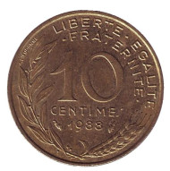 Монета 10 сантимов. 1988 год, Франция. Монета 10 сантимов. 1988 год, Франция.