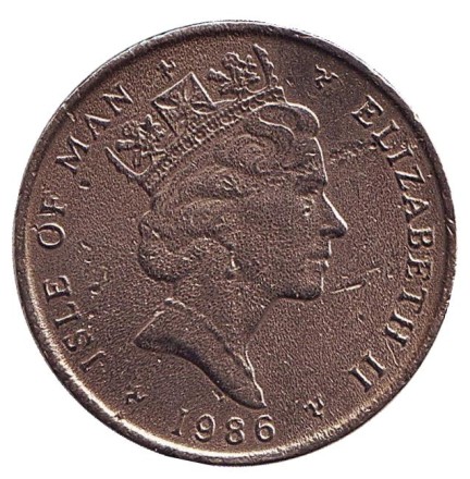 Монета 10 пенсов. 1986 год, Остров Мэн. Мэнский лохтан. Монета 10 пенсов. 1986 год, Остров Мэн. Мэнский лохтан.