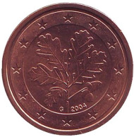 Монета 2 цента. 2004 год (G), Германия. Монета 2 цента. 2004 год (G), Германия.