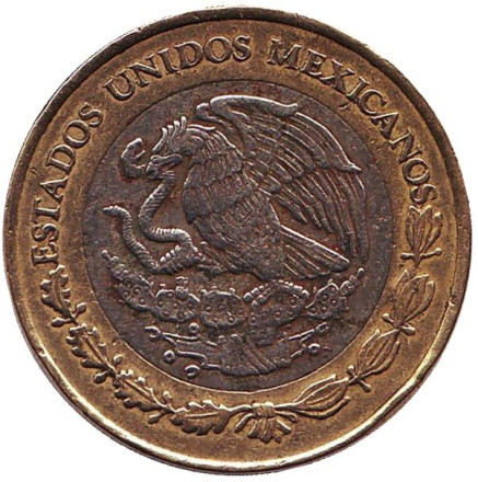 Монета 10 песо. 2015 год, Мексика. Тонатиу. Ацтекский солнечный камень. Орёл. Монета 10 песо. 2015 год, Мексика. Тонатиу. Ацтекский солнечный камень. Орёл.