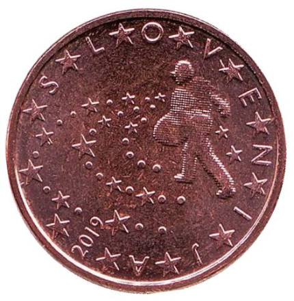 Монета 5 центов. 2019 год, Словения.