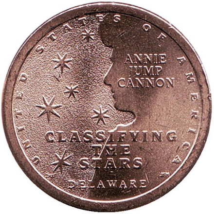 Монета 1 доллар. 2019 год (D), США. Классификация звезд. Энни Джамп Кэннон. Серия "Американские инновации".