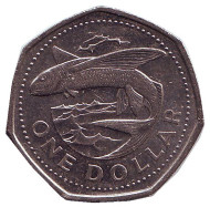 Монета 1 доллар. 2004 год, Барбадос. Летучая рыба. Монета 1 доллар. 2004 год, Барбадос. Летучая рыба.