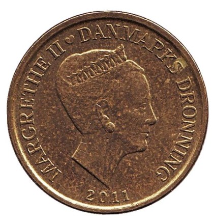 Монета 20 крон. 2011 год, Дания. Пароход "Хьейлен".