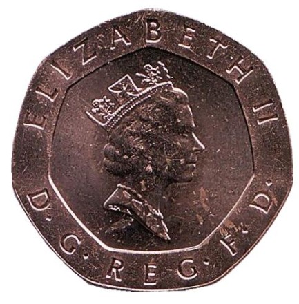 Монета 20 пенсов. 1987 год, Великобритания. BU.