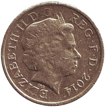 Монета 1 фунт. 2014 год, Великобритания. Флора Шотландии. Репей и колокольчик. Монета 1 фунт. 2014 год, Великобритания. Флора Шотландии. Репей и колокольчик.