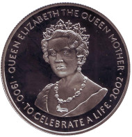 Монета 1000 квача. 2002 год, Замбия. Королева-Мать Елизавета Боуз-Лайон.
