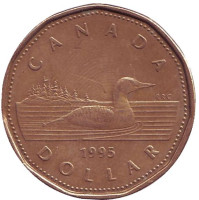 Утка. Монета 1 доллар, 1995 год, Канада. 