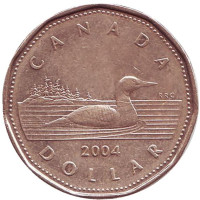 Утка. Монета 1 доллар, 2004 год, Канада.