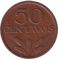 Монета 50 сентаво. 1973 год, Португалия. Монета 50 сентаво. 1973 год, Португалия.
