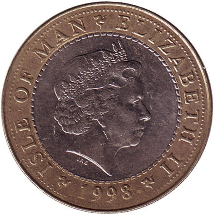Монета 2 фунта. 1998 год, Остров Мэн. Монета 2 фунта. 1998 год, Остров Мэн.