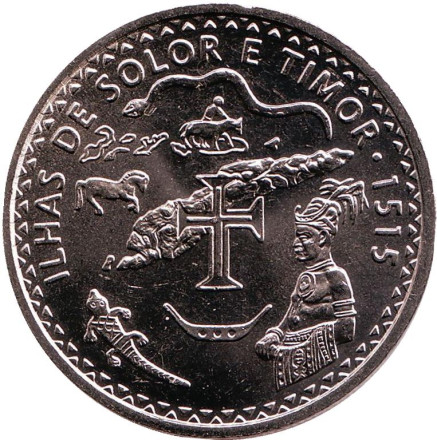 Монета 200 эскудо. 1995 год, Португалия. 480 лет островам Солор и Тимор.