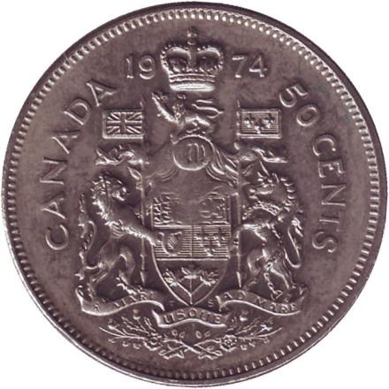 Монета 50 центов. 1974 год, Канада.