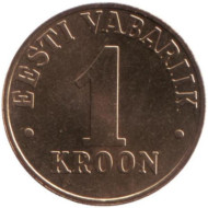 Монета 1 крона. 2003 год, Эстония. UNC Монета 1 крона. 2003 год, Эстония. UNC