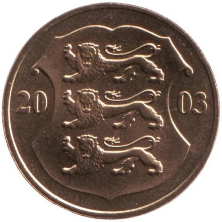 Монета 1 крона. 2003 год, Эстония. UNC