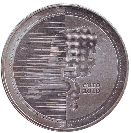 Монета 5 евро. 2010 год, Нидерланды. Нидерланды - страна воды. Монета 5 евро. 2010 год, Нидерланды. Нидерланды - страна воды.