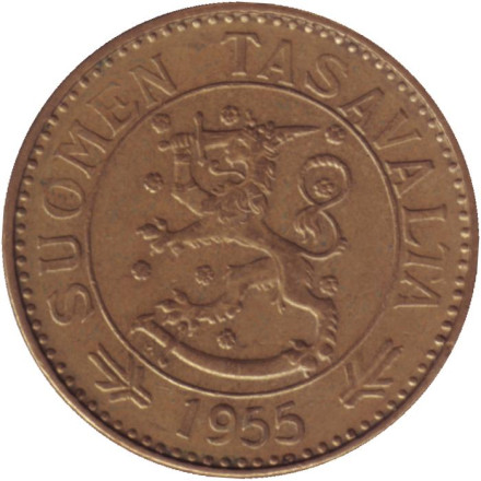 Монета 50 марок. 1955 год, Финляндия.