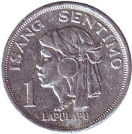 Монета 1 сентимо. 1974 год, Филиппины. Монета 1 сентимо. 1974 год, Филиппины.