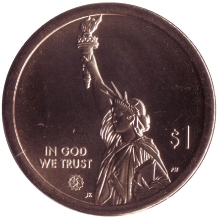 Монета 1 доллар. 2021 год (P), США. Эри-Канал. Серия "Американские инновации". Штат Нью-Йорк.