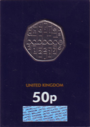 Монета 50 пенсов. 2021 год, Великобритания. 150 лет со дня смерти Чарлза Бэббиджа.
