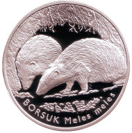 Монета 20 злотых. 2011 год, Польша. Барсук. Монета 20 злотых. 2011 год, Польша. Барсук.
