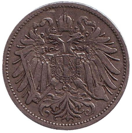 Монета 20 геллеров. 1894 год, Австро-Венгерская империя. Австрийский тип.