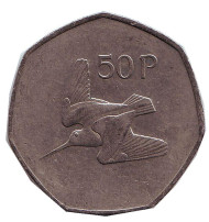 Монета 50 пенсов. 1978 год, Ирландия. Вальдшнеп (Лесной кулик). Монета 50 пенсов. 1978 год, Ирландия. Вальдшнеп (Лесной кулик).