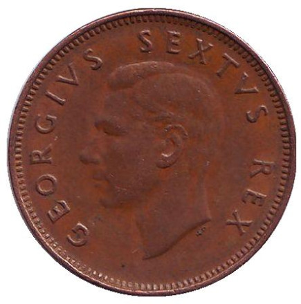 Монета 1/4 пенни (фартинг). 1950 год, ЮАР. Птицы.