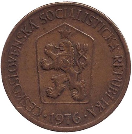 Монета 1 крона. 1976 год, Чехословакия.